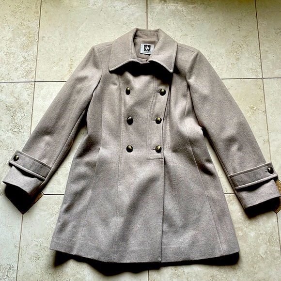 Unworn Brown/Gray Tan Anne Klein Wool Car Coat Approx Size Medium M - Picture 4 of 11